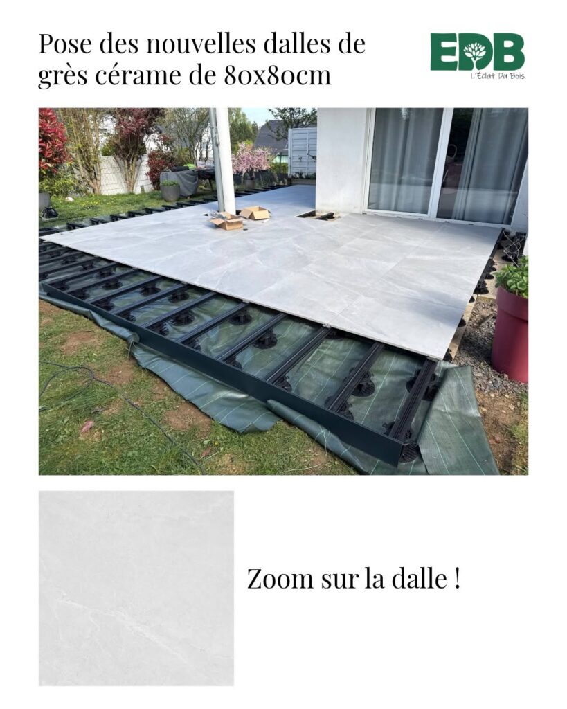 Remplacement en cours des dalles de la terrasse à Pfaffenhoffen