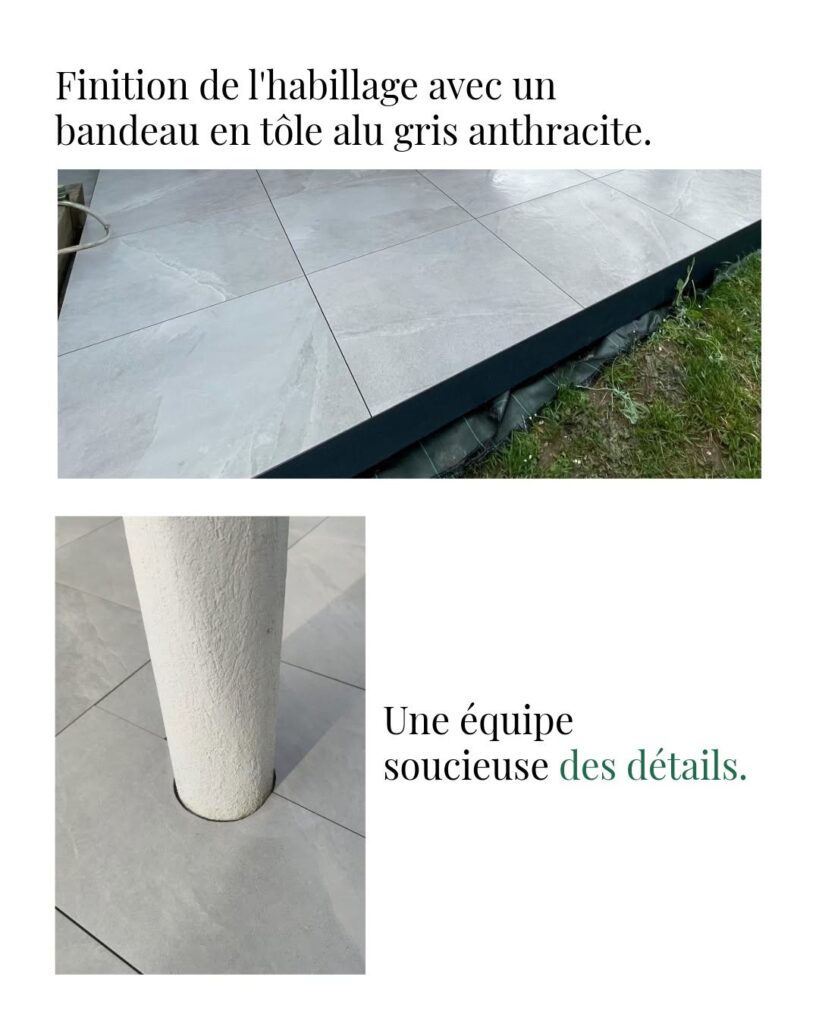 Finitions de la terrasse réalisée à Pfaffenhoffen